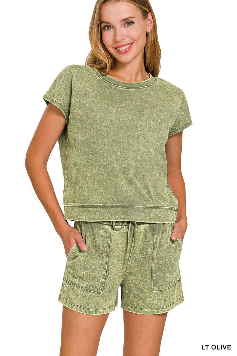 Premium Cotton Washed Sleeveless Top Shorts Set