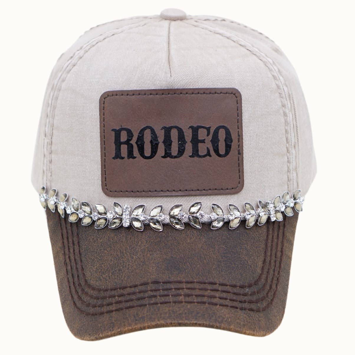 RODEO Two-Toned Dad Cap with Vegan Leather Bill +Leatherette