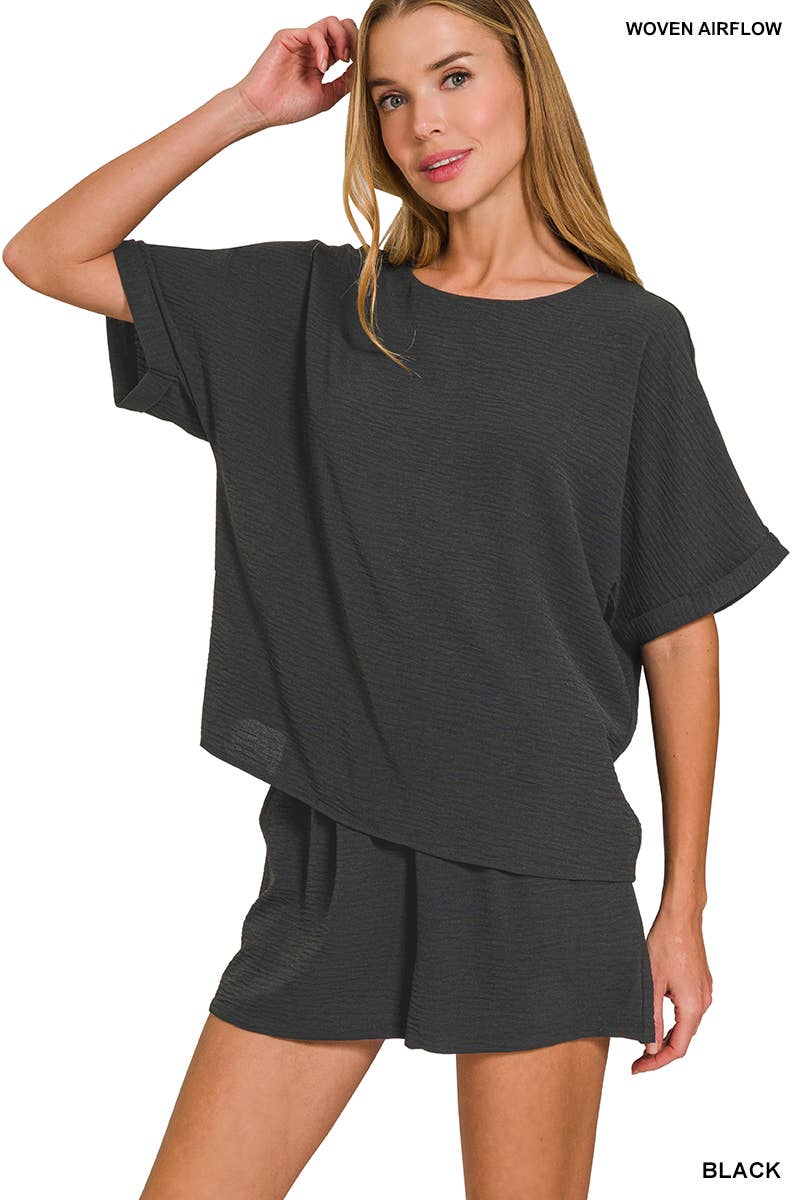 Woven Top & Shorts Set