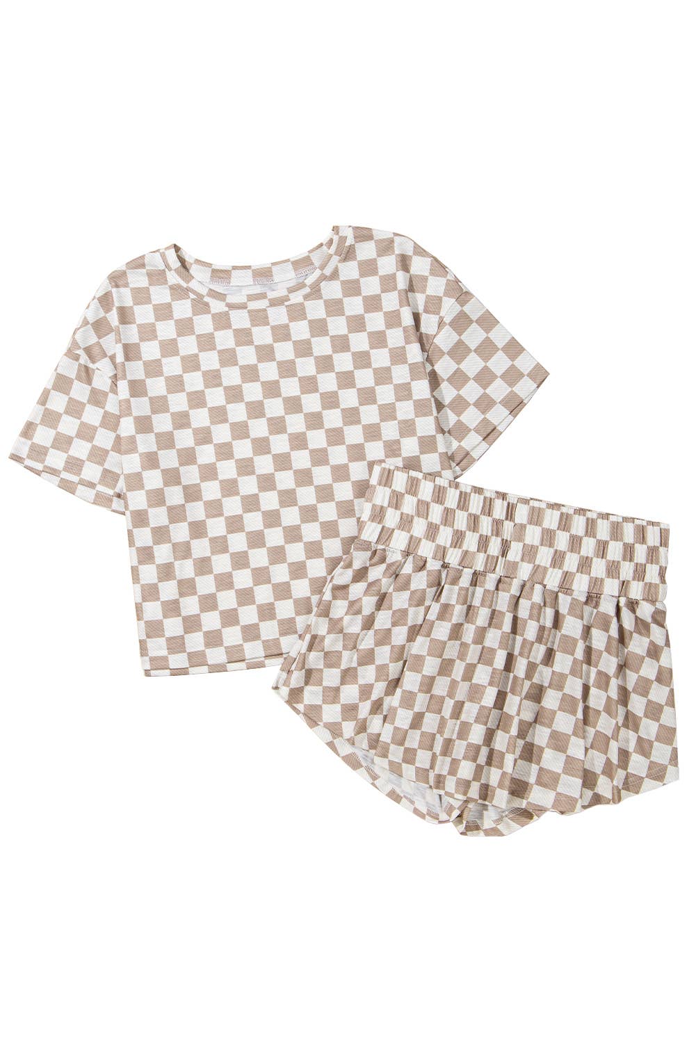 Checkerboard Top & High Waist Skort Set