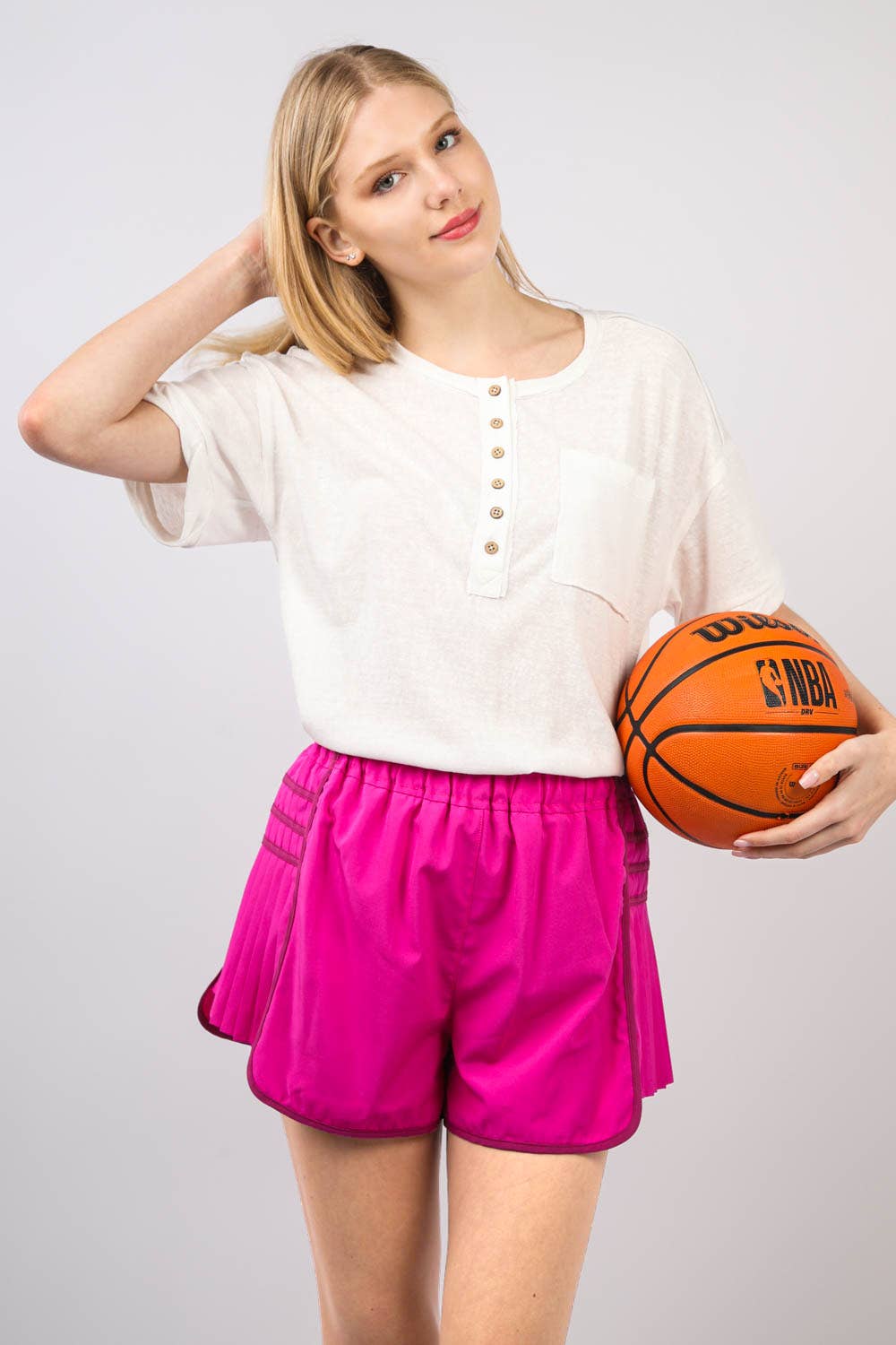 Side Pleated Detail Activewear Shorts