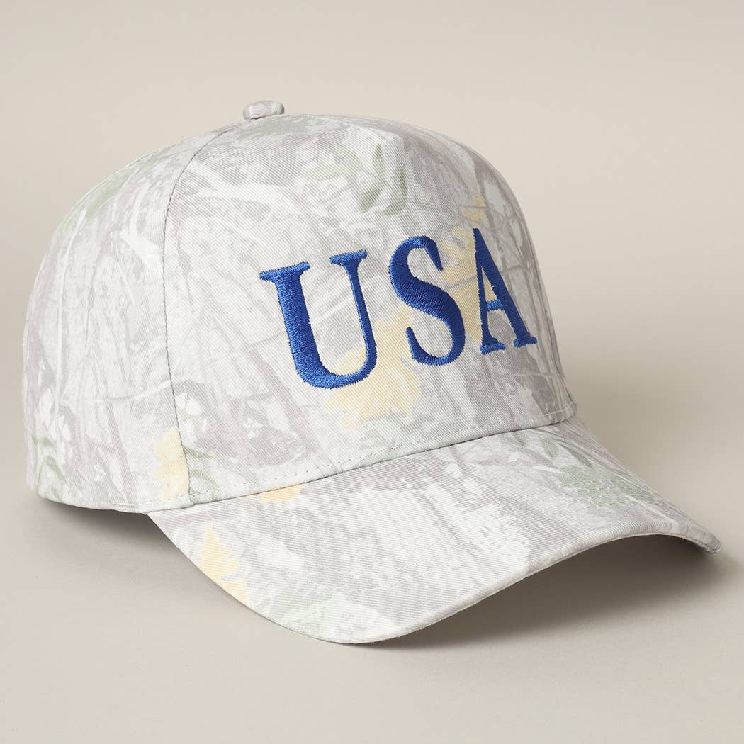 USA Letter Embroidery Camo Print Baseball Cap