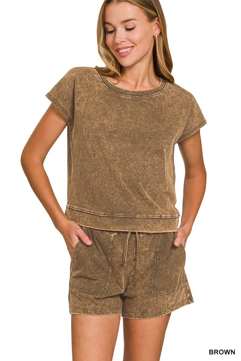 Premium Cotton Washed Sleeveless Top Shorts Set
