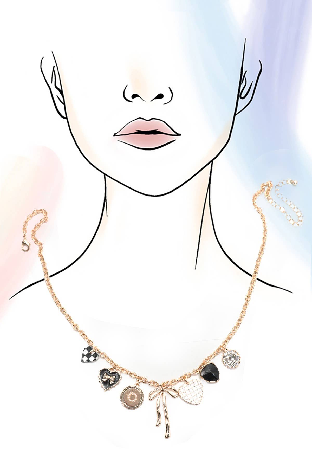 Bow Checker Necklace