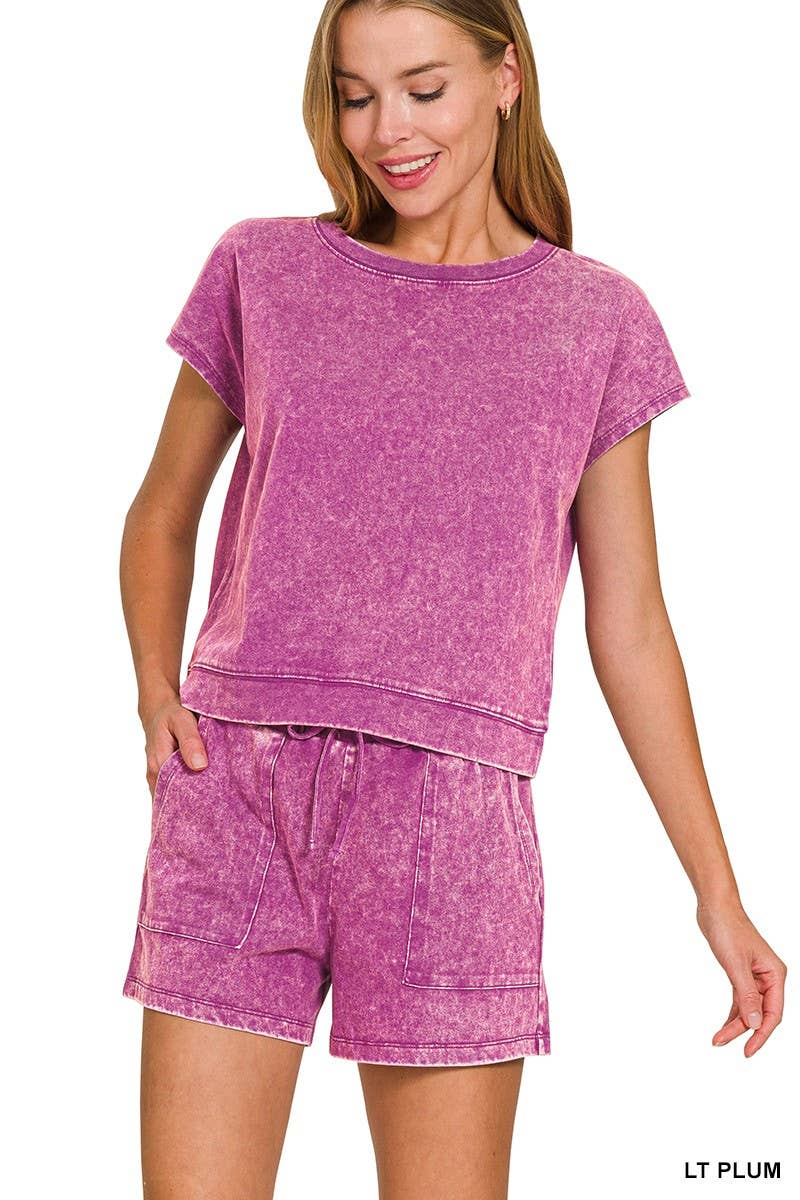 Premium Cotton Washed Sleeveless Top Shorts Set