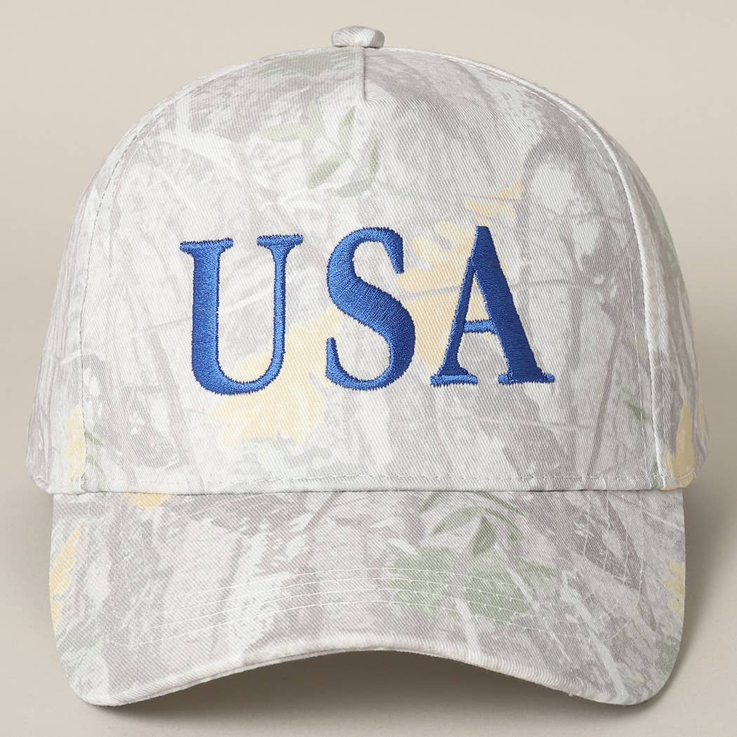 USA Letter Embroidery Camo Print Baseball Cap