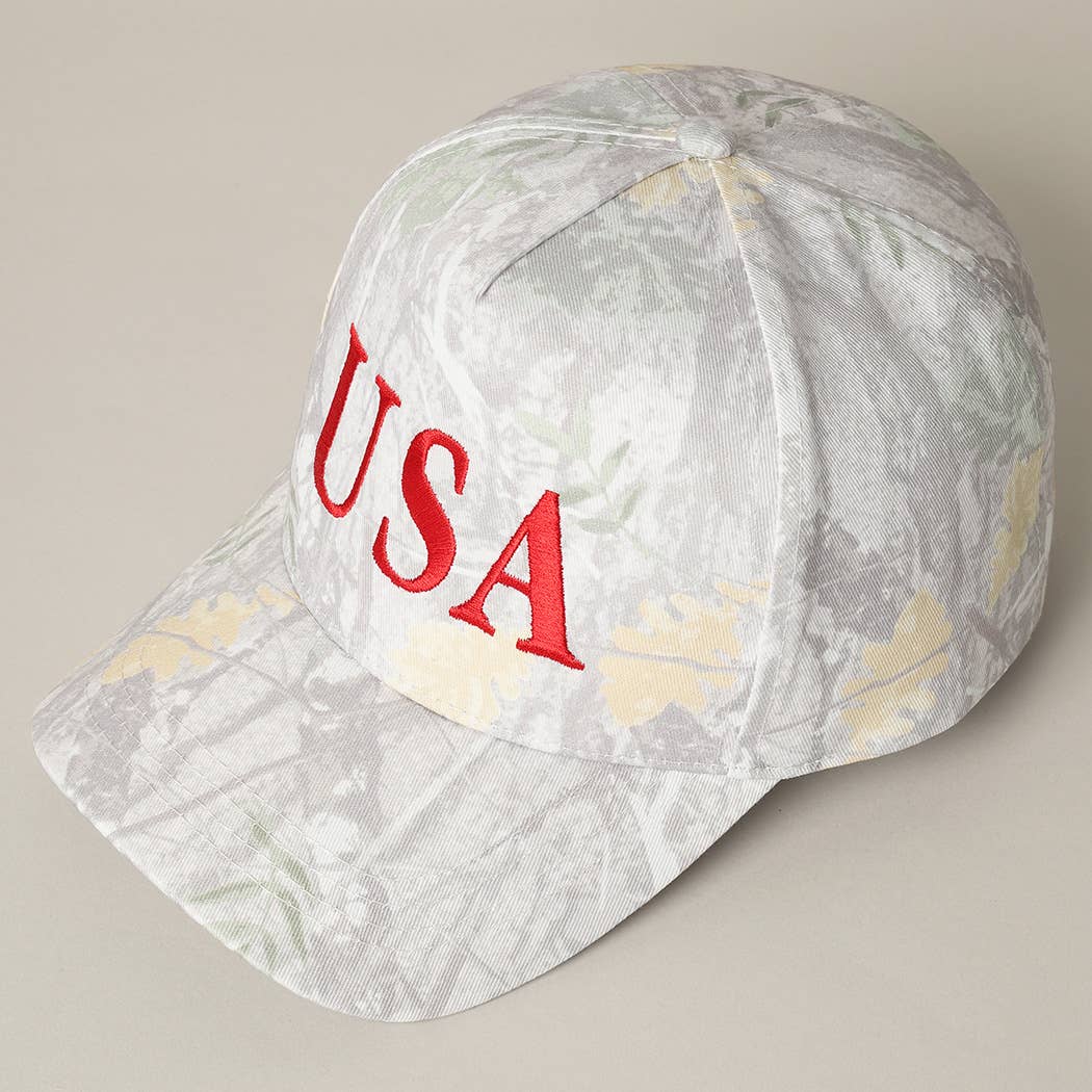 USA Letter Embroidery Camo Print Baseball Cap