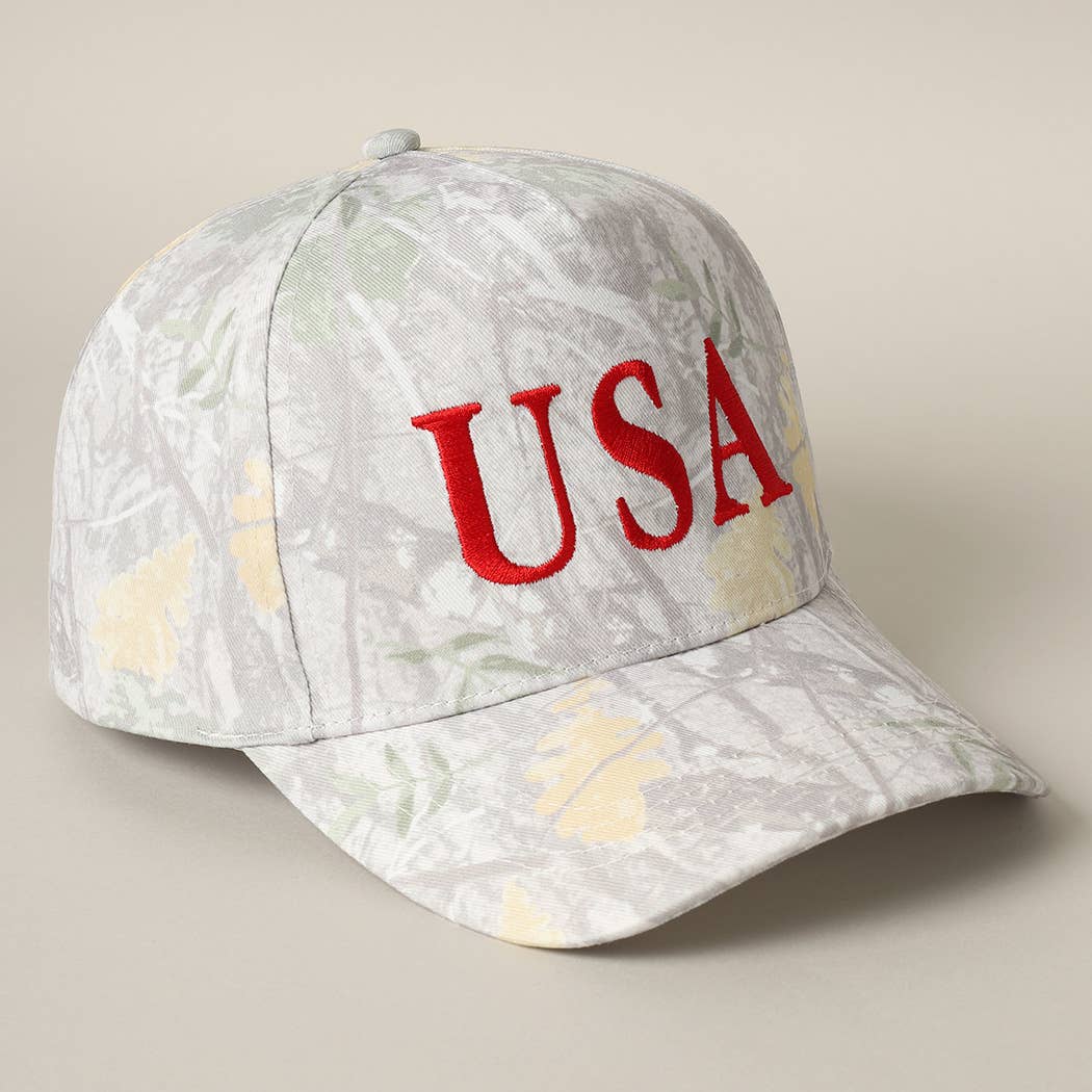 USA Letter Embroidery Camo Print Baseball Cap