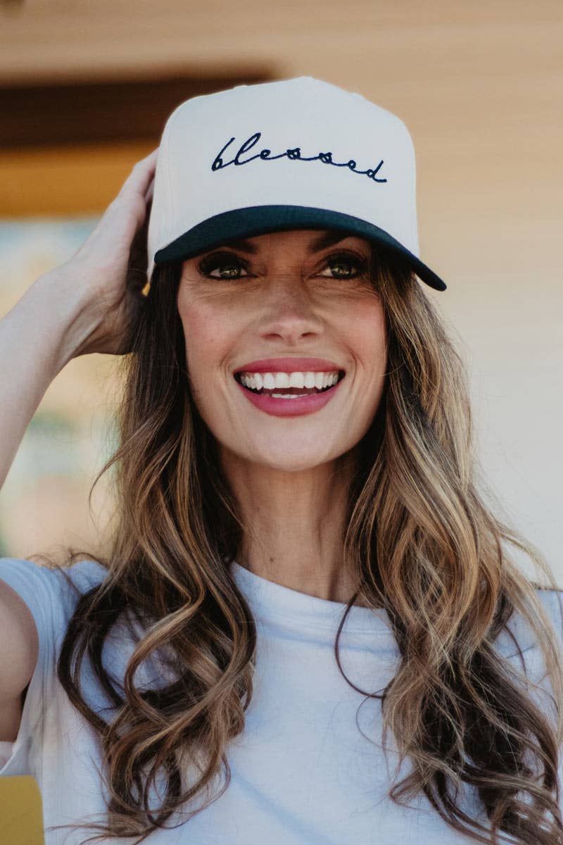Blessed (Cursive) Wholesale Two-Toned Vintage Hat
