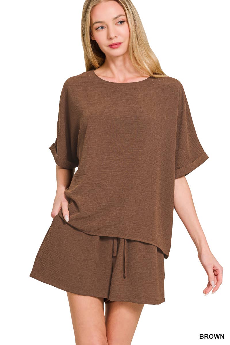 Woven Top & Shorts Set