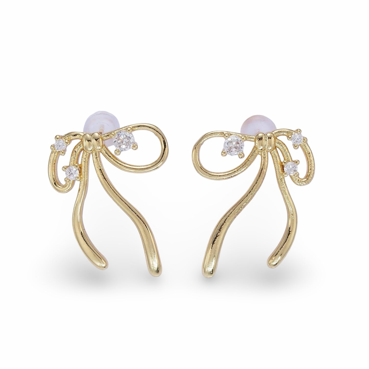 14K Gold Filled Ribbon Tied Bow Stud Earrings