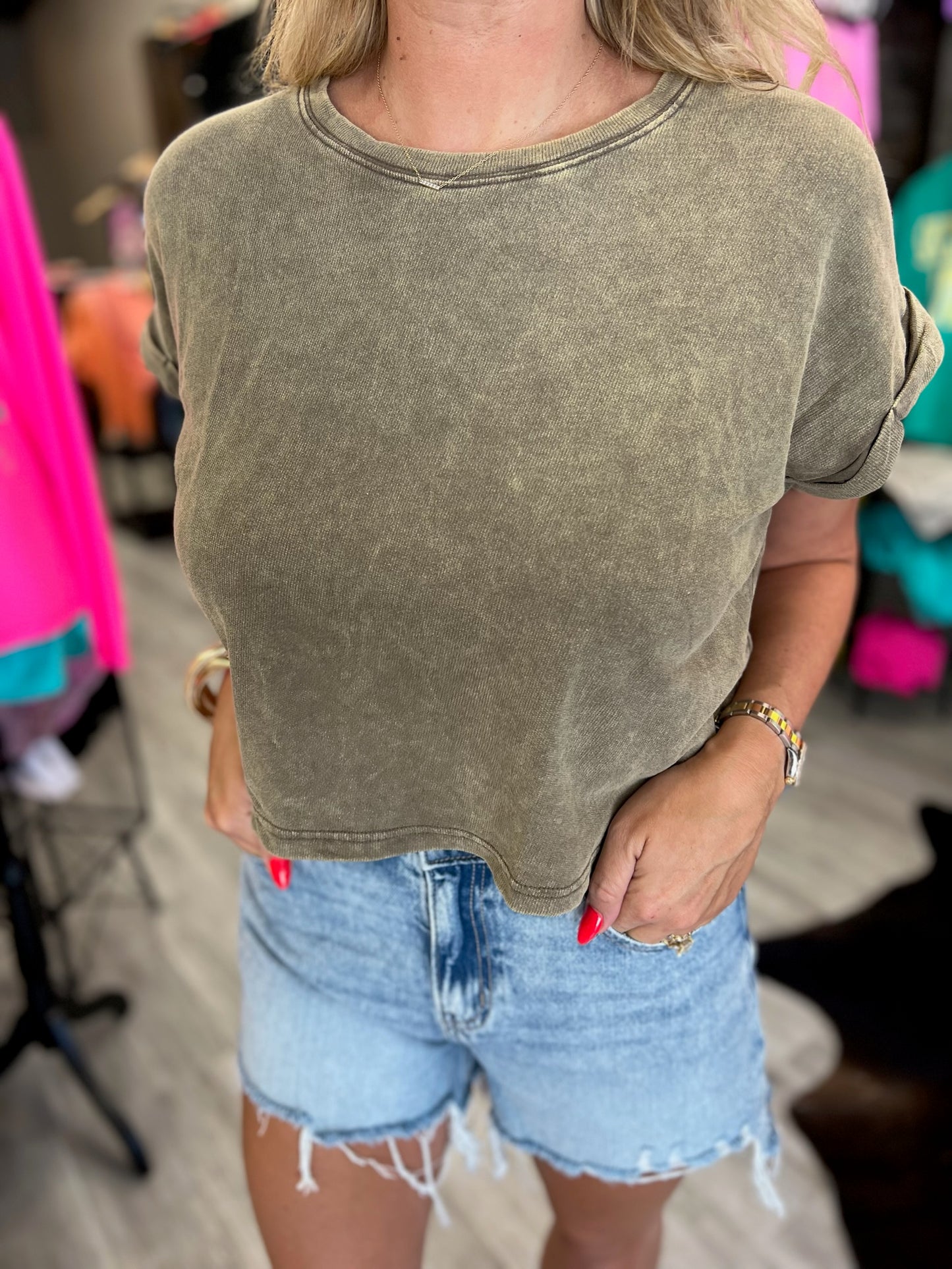 Taupe Vintage Crop