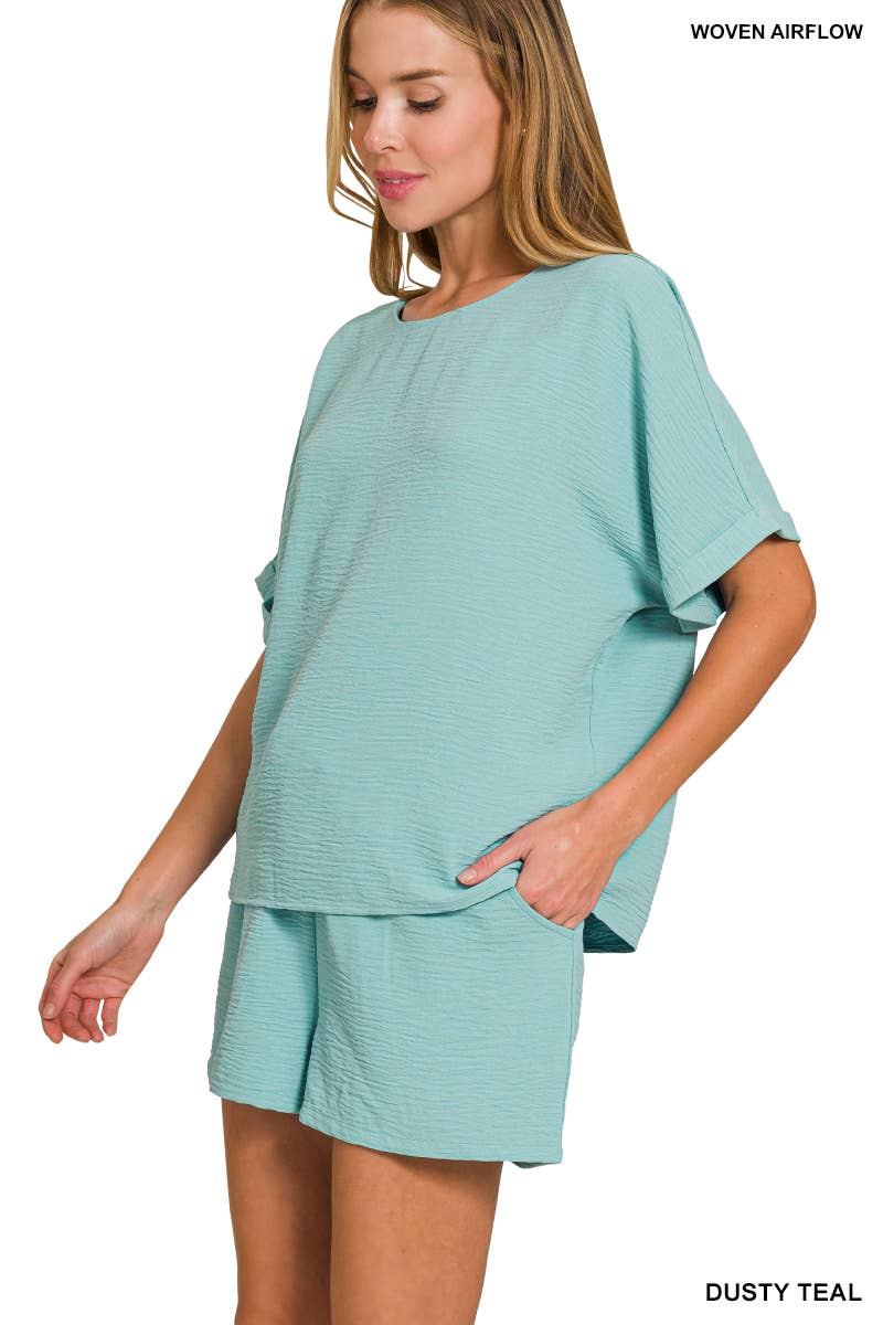 Woven Top & Shorts Set