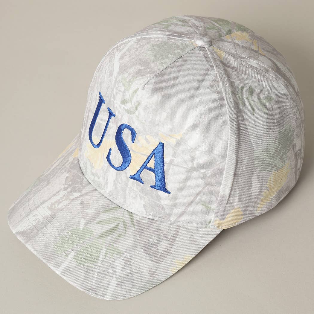 USA Letter Embroidery Camo Print Baseball Cap