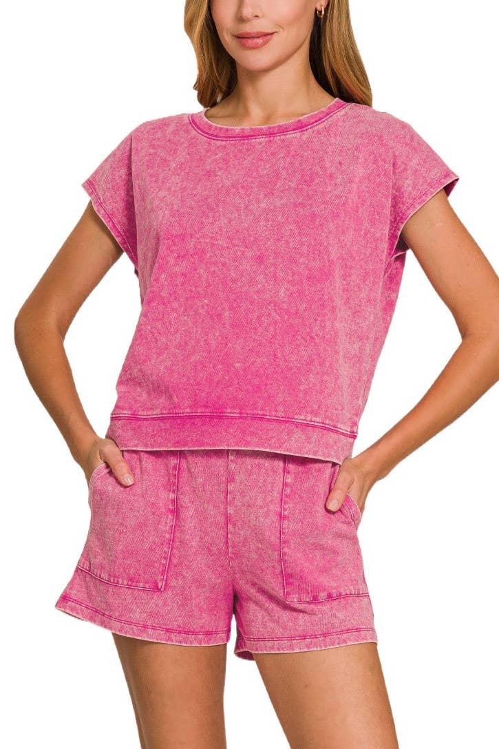 Premium Cotton Washed Sleeveless Top Shorts Set