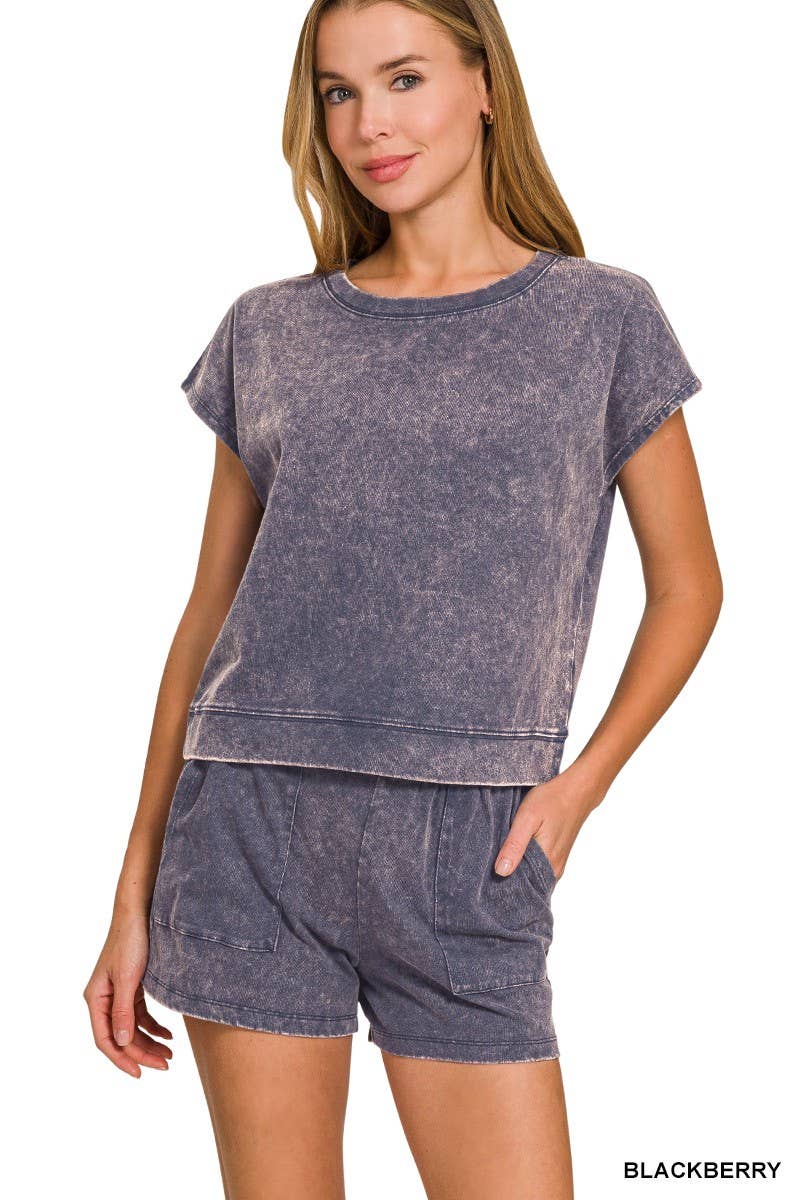 Premium Cotton Washed Sleeveless Top Shorts Set