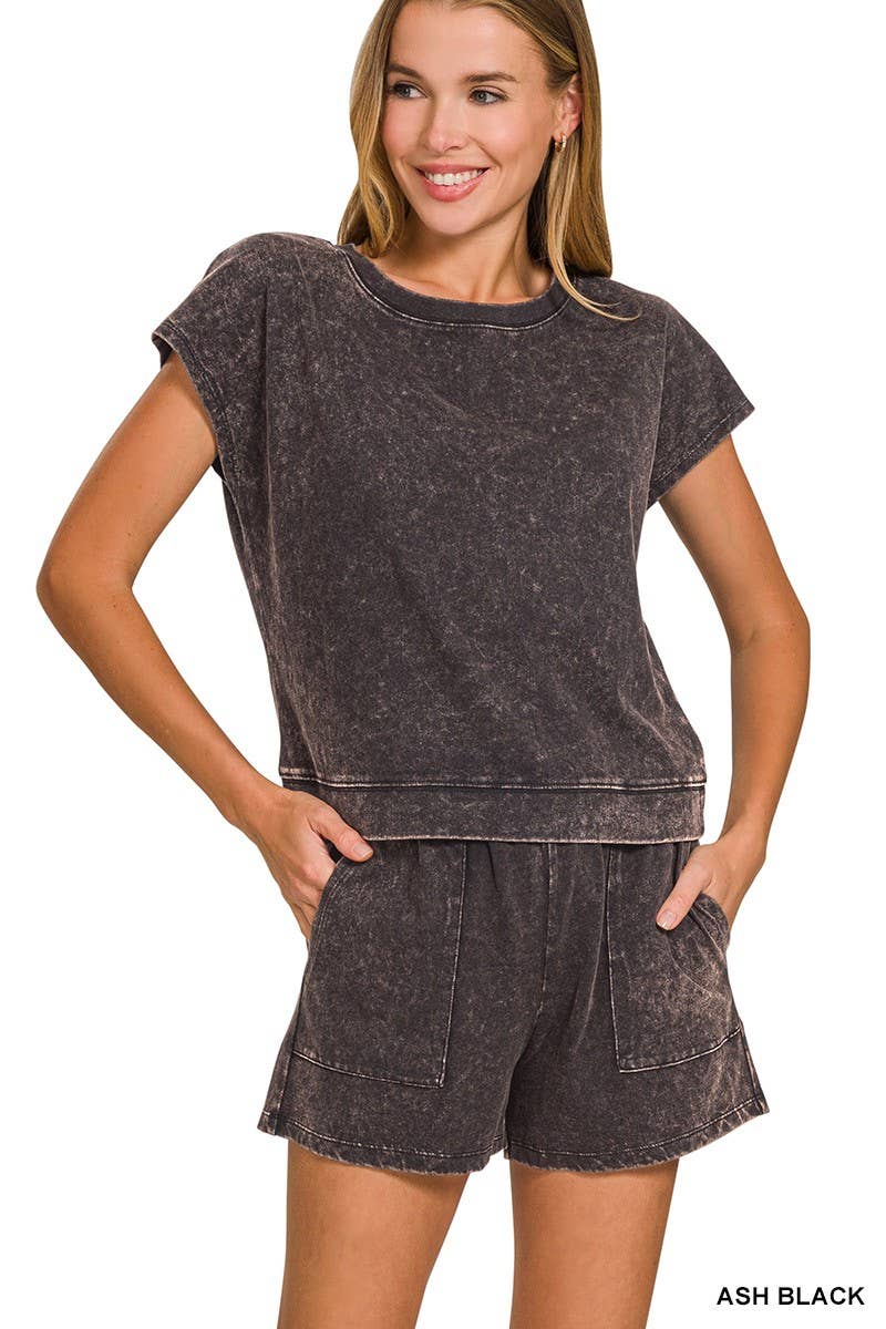 Premium Cotton Washed Sleeveless Top Shorts Set