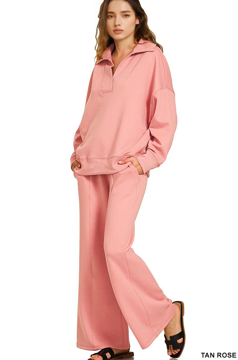 .0909 Scuba Collared Pullover & Pants 2PC Set SI-28755