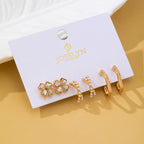 Floral Gem Pearl Hoop Trio Earrings | 80E62420