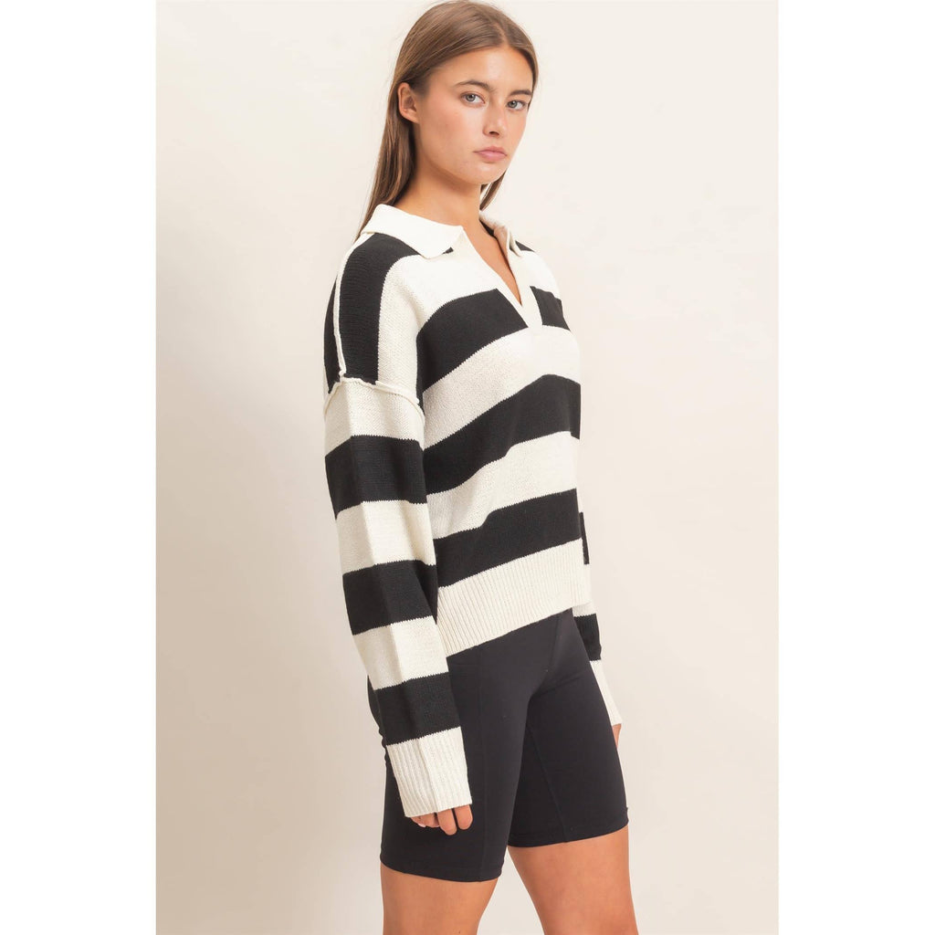 Rugby Stripe Polo Sweater