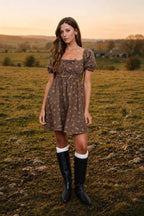 DITSY FLORAL PUFF SLEEVE SQUARE NECK MINI DRESS