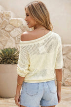 LDC BEACH Hollow Out Knitted Lightweight Dolman Sweater