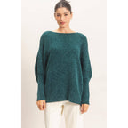 Chenille Boat Neck Dolman Sleeve Sweater