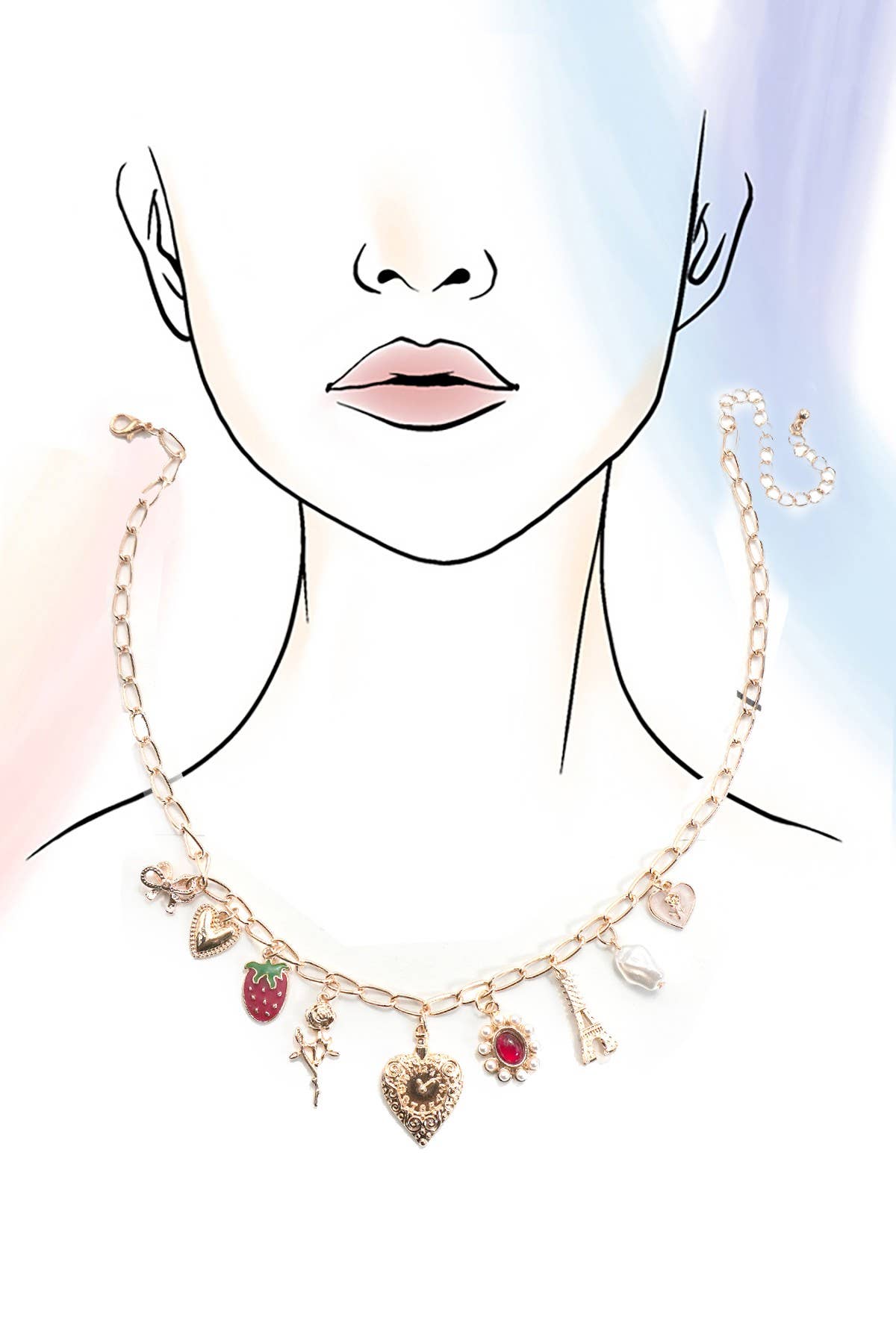 Strawberry Eiffel Tower Necklace