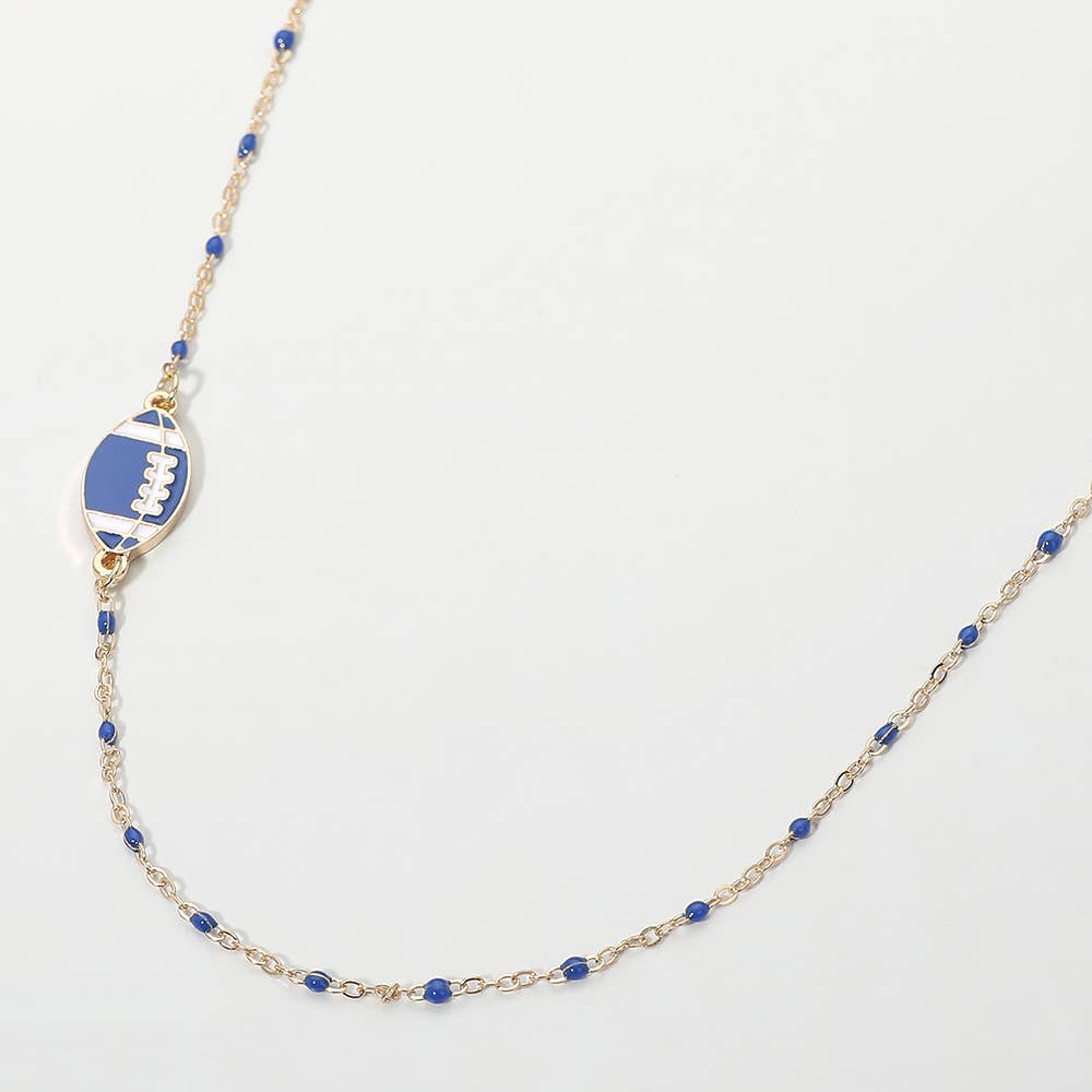 Football Charm Accent Dainty Beaded Game Day Chain Necklace