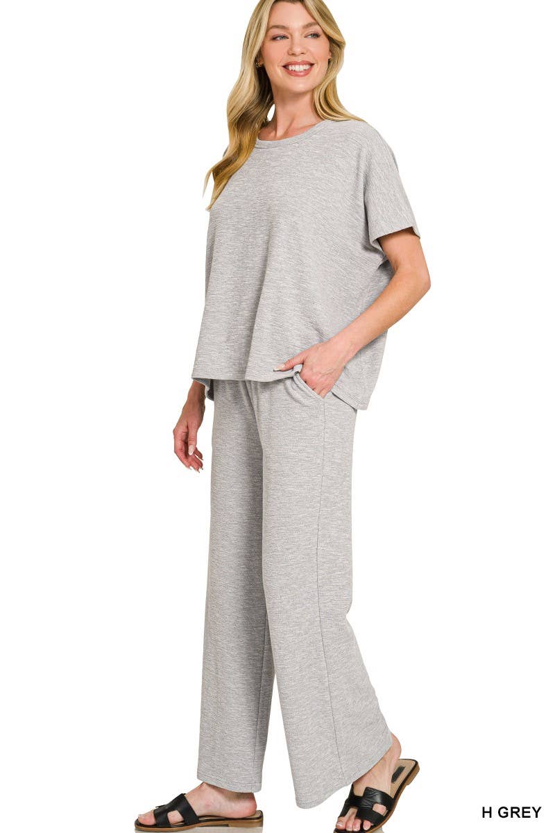 Cotton Slub Top And Pants Set
