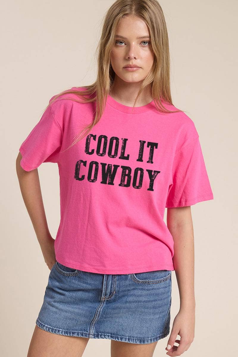 Cool It Cowboy Graphic Premium Cotton Faux Crop Tee