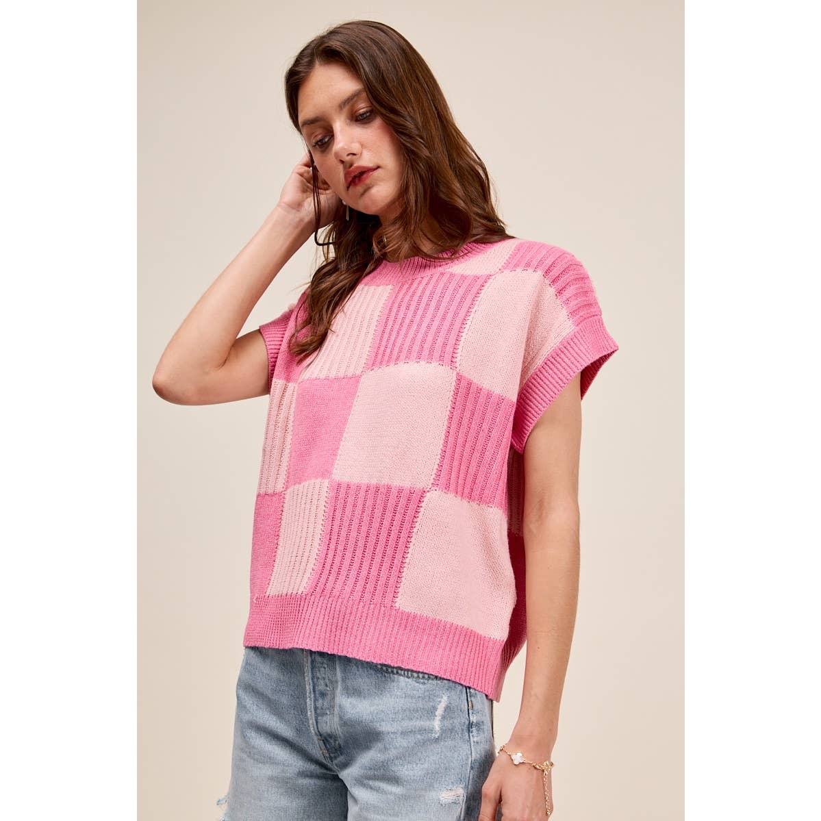 CHECK PLAID CASUAL SWEATER TOP
