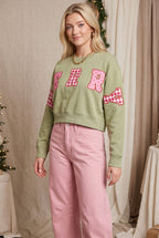 Merry Christmas Patch Pistachio Crop Sweatshirt