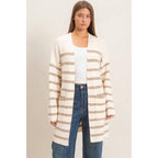 Open Front Stripe Cardigan