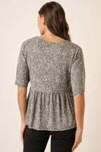 T10161 - DITSY FLOWER PRINT BABY DOLL KNIT TOP