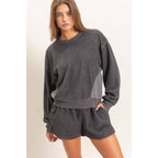 Contrast Sweatshirt & Shorts Set