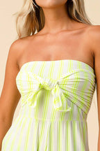 AR35176VS - VERTICAL STRIPE FRONT TIE TUBE JUMPSUIT