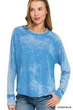 Washed Scoop Neck Long Sleeve Top Zenana
