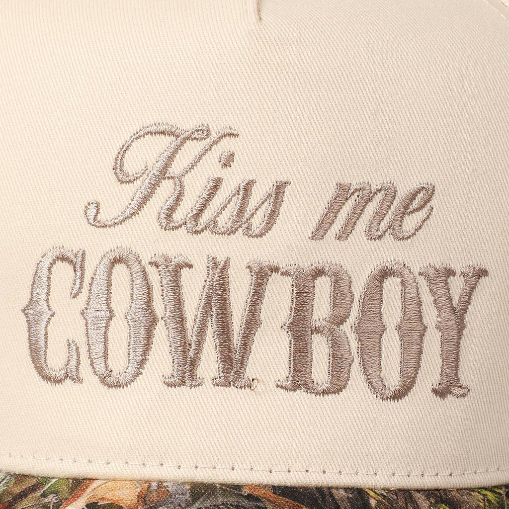 Kiss Me Cowboy Embroidery Two-Tone Cap