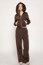 Studded Hoodie & Pants Inner Fleece Terry 2PC Set
