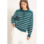 Stripe Henley Sweater