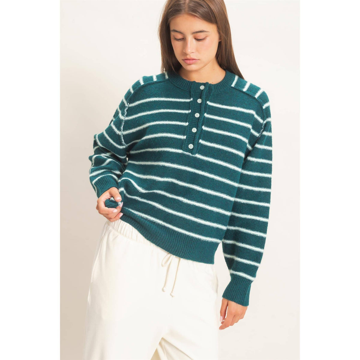 Stripe Henley Sweater