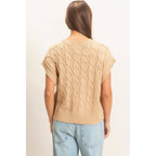 Cable Knit Cap Sleeve Sweater