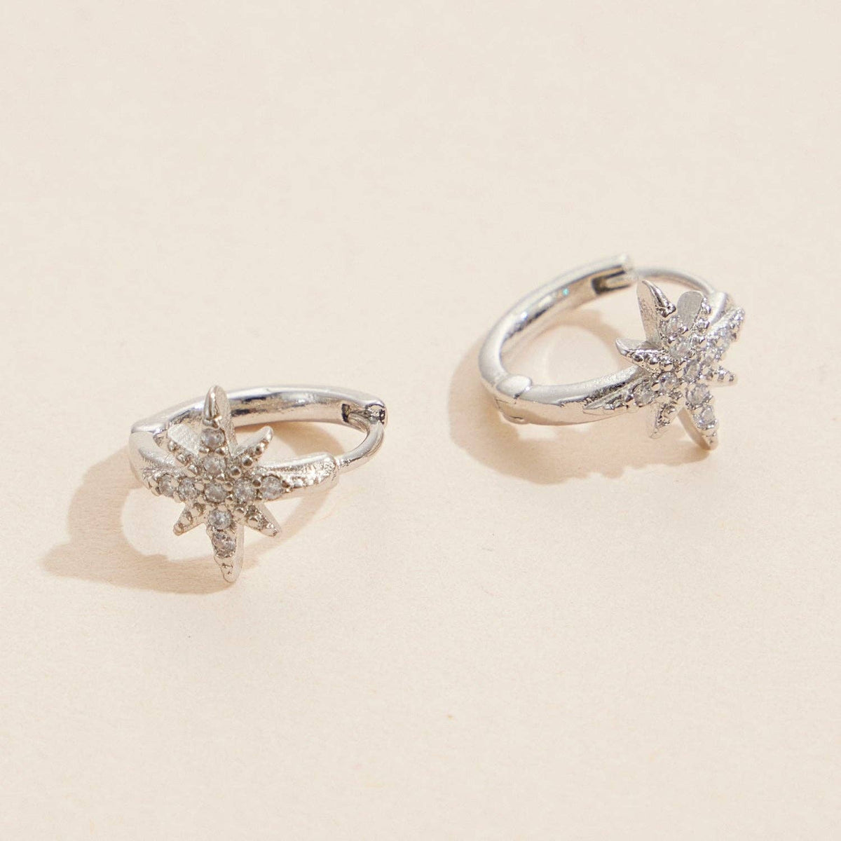 Brass North Star Huggie Earrings | 18K Gold Dipped