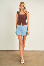 11054-RUFFLE BUTTON  DOWN TANK TOP