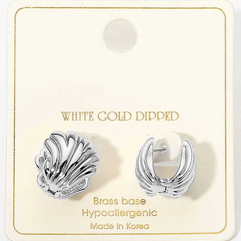 14K Gold Dipped Shell Huggie Earrings