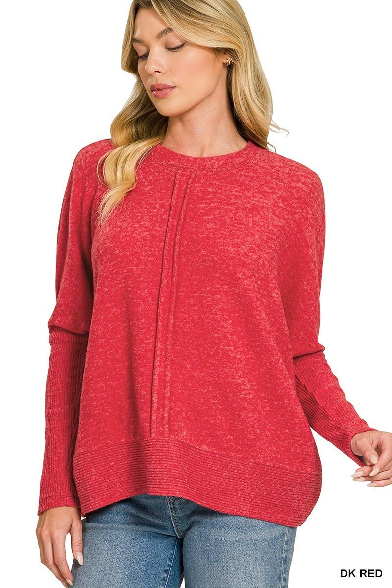 Brushed Melange Hacci Center Seam Oversized Sweater