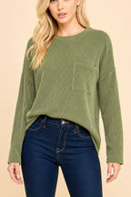 Solid Ribbed Top With Pockets