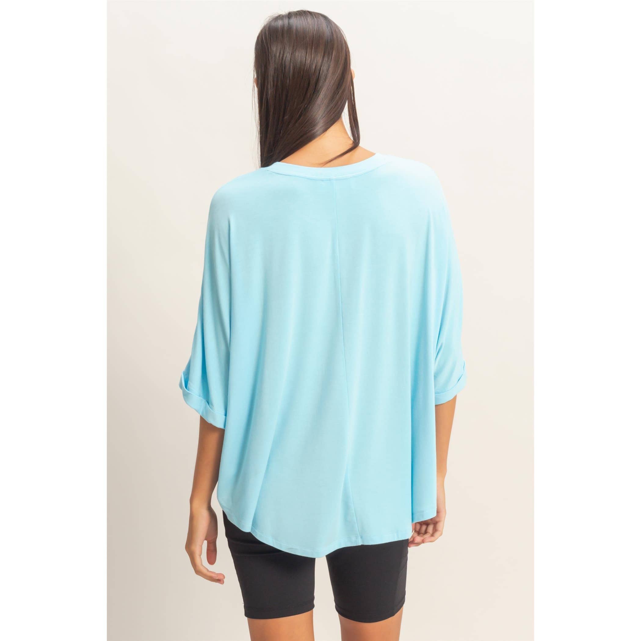 Relaxed High-Low Batwing Sleeve Top