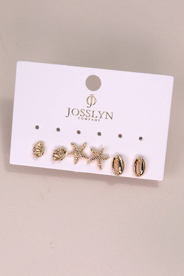 Trio Stud Shell Earrings